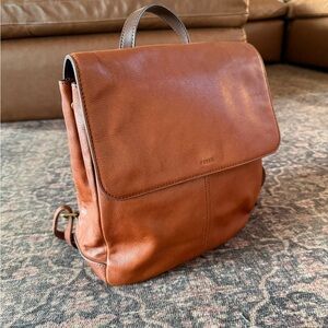 Fossil Claire Brandy Leather Backpack